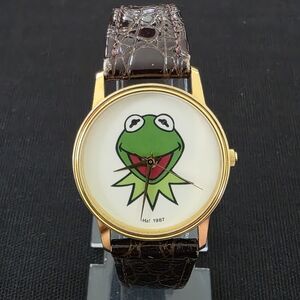 VTG Ha! 1987 Kermit The Frog Image 32mm Men’s Watch Jim Henson Muppets Runs